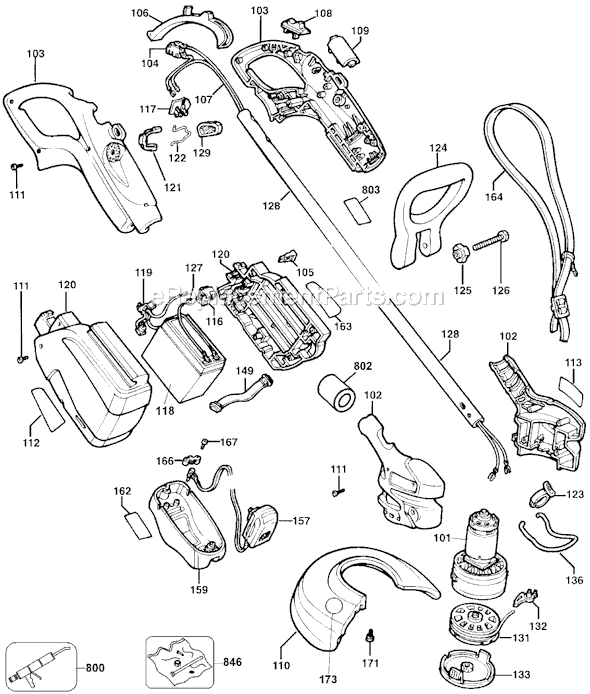 Black and Decker CST1000 Type 3 Cordless String Trimmer Page A Diagram