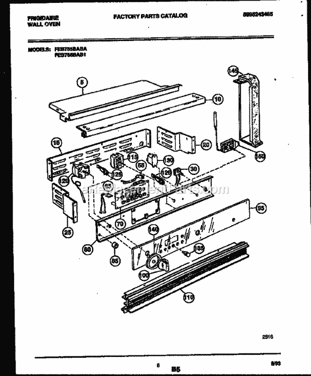 Frigidaire FEB755BABA Built-In, Electric Wall Oven Control Panel Diagram