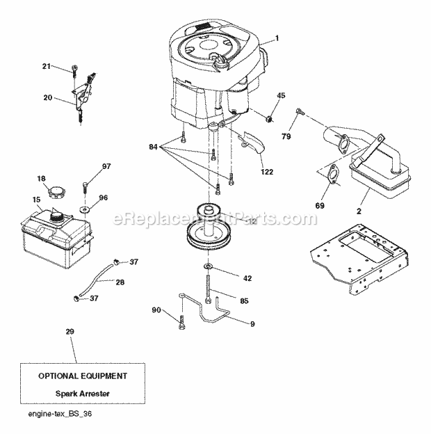 Jonsered LT 2213 - 96041007904 (2011-07) Tractor Engine Diagram