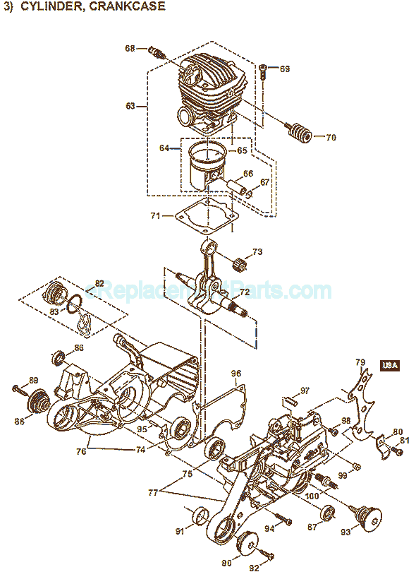 Makita DCS6401 Gasoline Chainsaw Page C Diagram