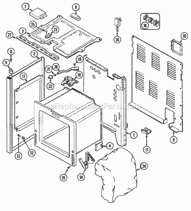 Norge L3832XRA Freestanding, Electric Cooking Body Diagram