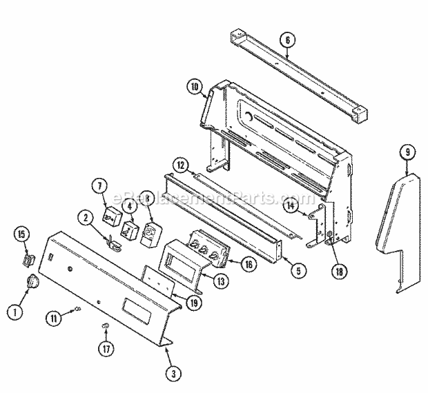 Norge L3832XRA Freestanding, Electric Cooking Control Panel Diagram