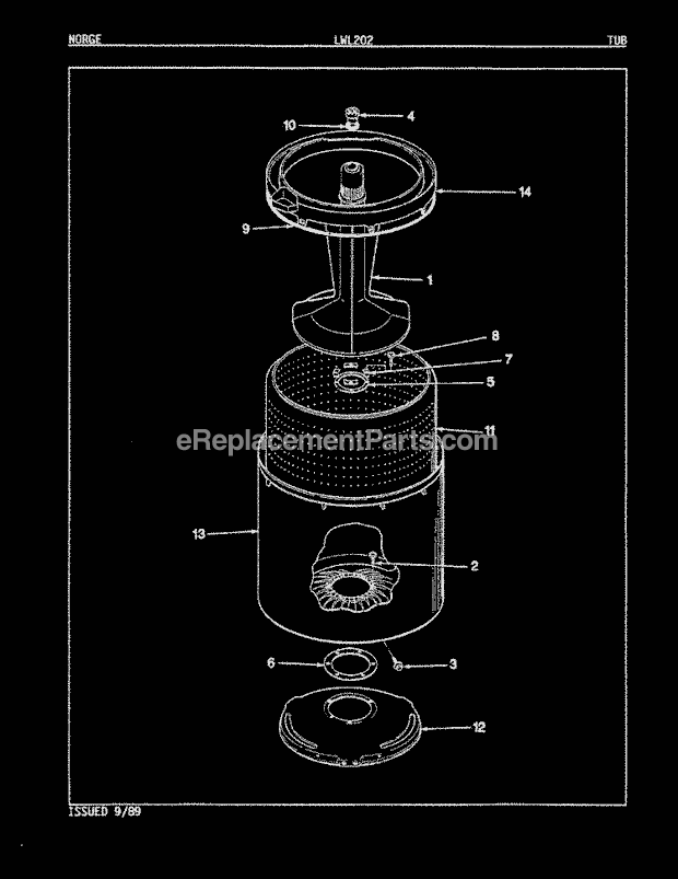 Norge LWL202W Washer-Top Loading Tub (Orig. Rev. A) Diagram