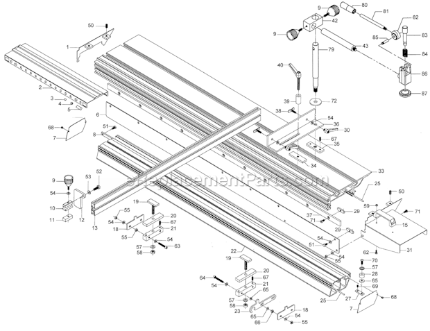 Powermatic HPS67 (1791287) 5 HP 3Ph 230V Horizontal Panel Saw Page H Diagram