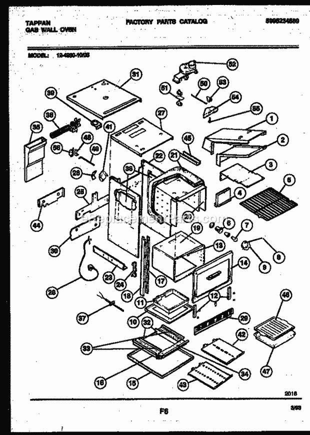 Tappan 12-4980-00-05 Built-In, Gas Gas Wall Oven - 5995234589 Body Parts Diagram