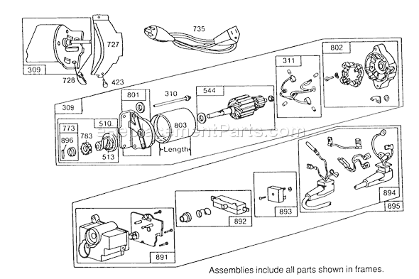 Toro 38580 (0000001-0999999)(1990) Snowthrower 120v Electric Starter Motor Diagram
