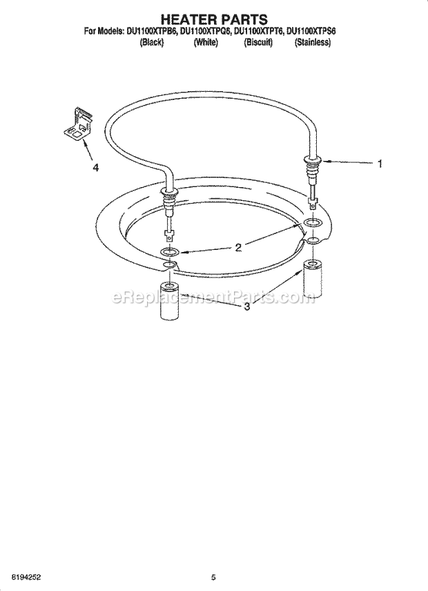 Whirlpool DU1100XTPT6 Dishwasher Control Panel Parts Diagram