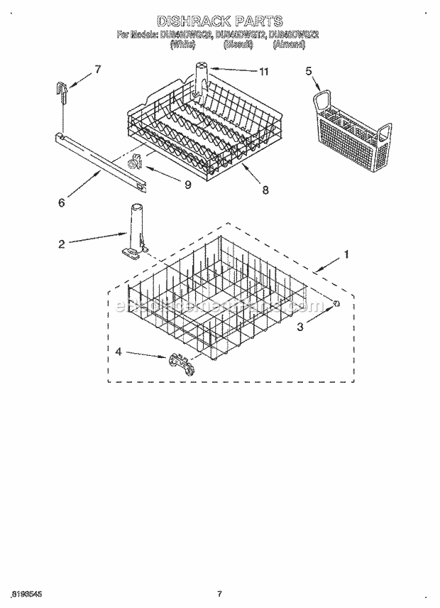 Whirlpool DU840DWGQ2 Dishwasher Tub Assembly Diagram